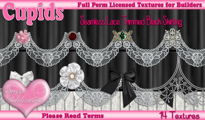 *Cupids Textures * 14 SEAMLESS LACE TRIMMED BLACK SKIRTING