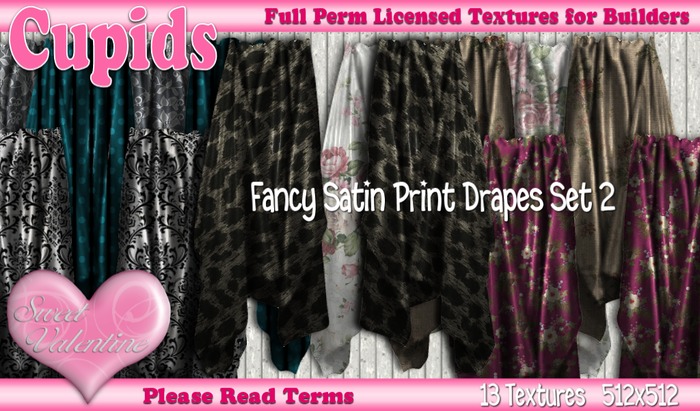 *Cupids Textures * 13 SATIN DRAPES PRINTS PACK 2