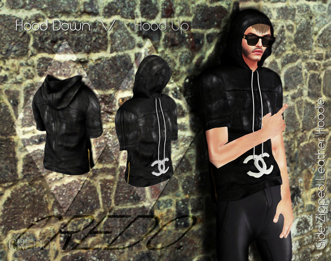 CREDO Black_Leather_Hoodie
