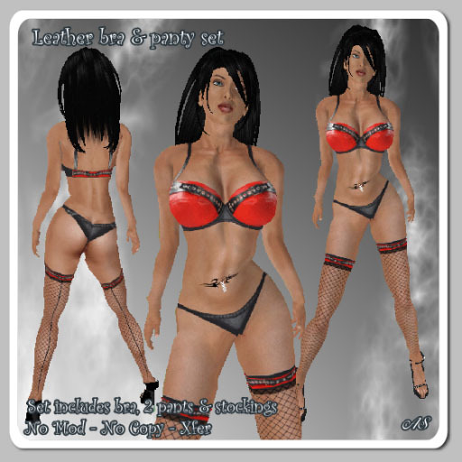 Red leather bra & panties