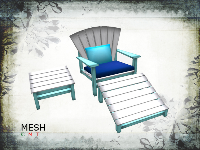 Mesh, wooden beach set