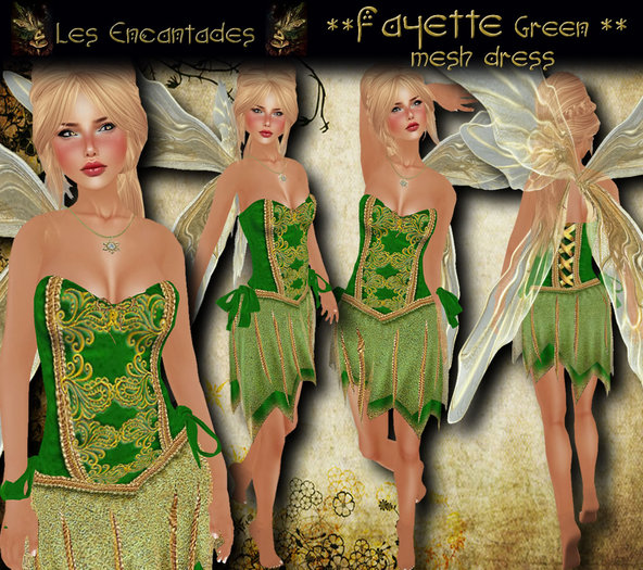 Fayette Green - Mesh fae outfit **OUTLET ITEM**