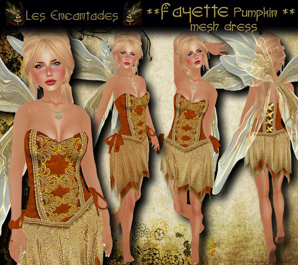 Fayette Pumpkin - Mesh fae outfit **OUTLET ITEM**