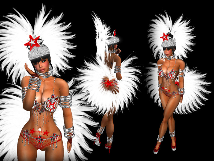  MARDI GRASS RED & WHITE OUTFIT