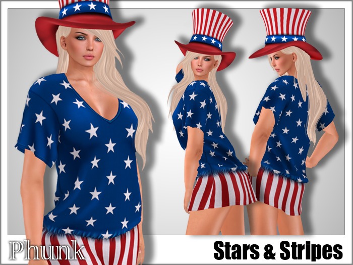 [Phunk] Mesh Stars & Stripes Dress & Hat