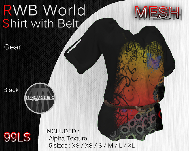 [RWB] - Mesh - Shirt With Belt Gear Black