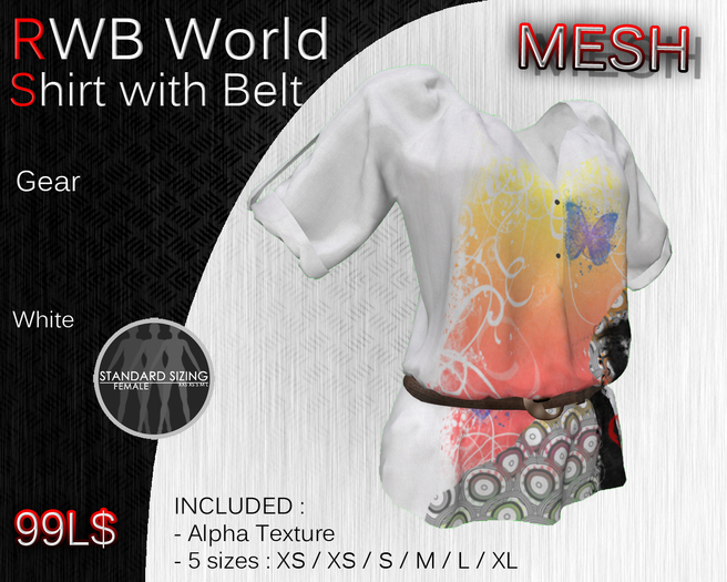 [RWB] - Mesh - Shirt With Belt Gear White