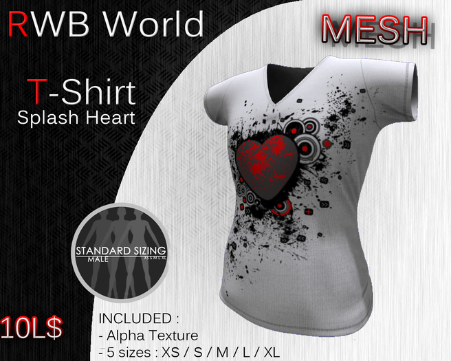[RWB] - Mesh - T-Shirt Splash Heart 