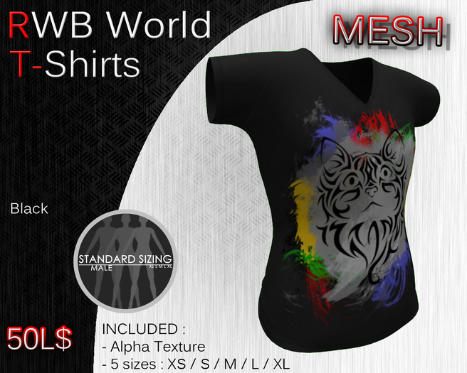 [RWB] - Mesh - T-Shirt Cat Black