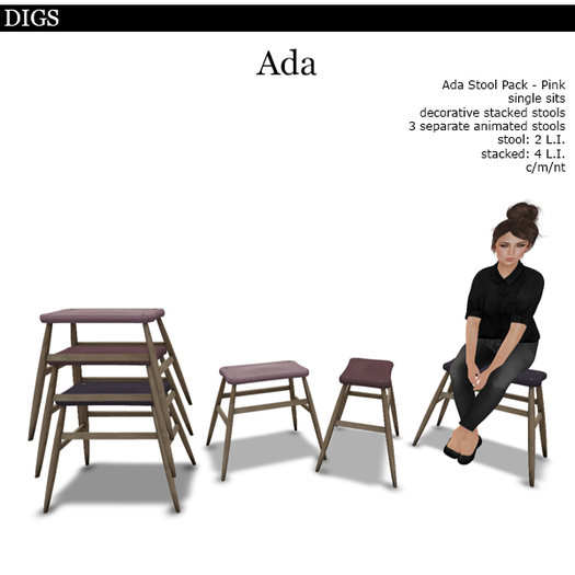 DIGS - Ada Stool Pack - Pink [MESH]