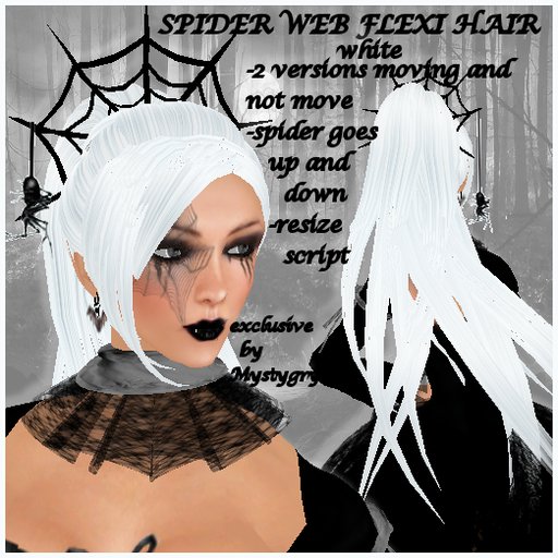 Spider web white flexi hair (move and not) resize script witch vampire elf dark 