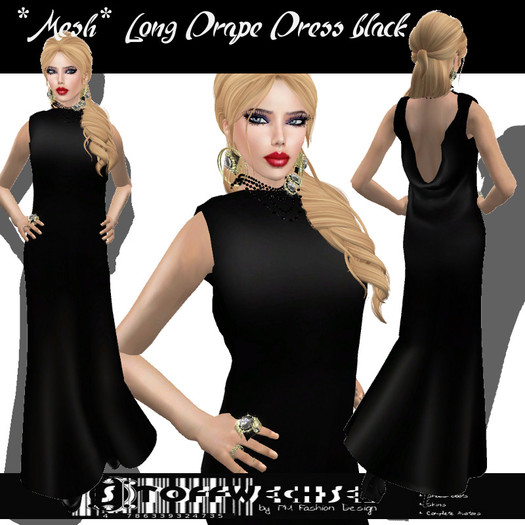[Stoffwechsel] *Mesh* Long Drape Dress black