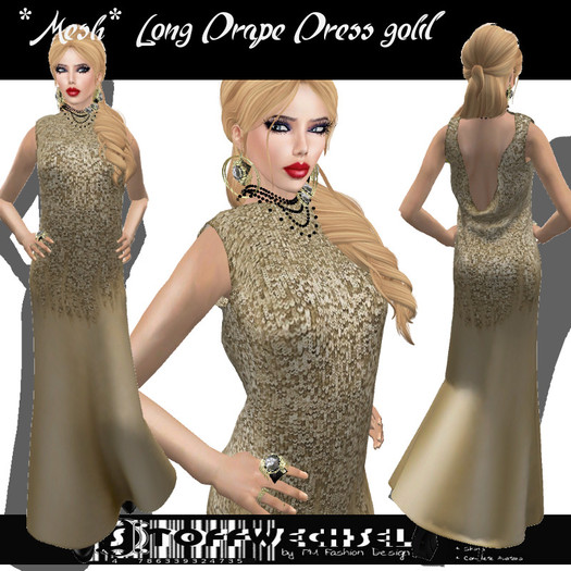 [Stoffwechsel] *Mesh* Long Drape Dress gold