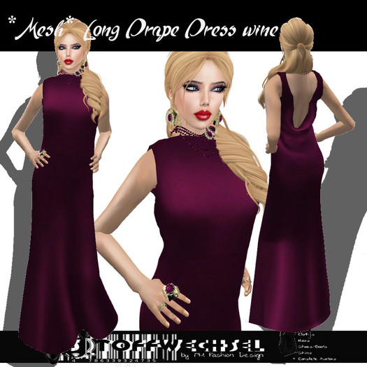[Stoffwechsel] *Mesh* Long Drape Dress wine