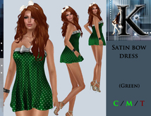 *Keresma* Satin bow dress - Green with white spots