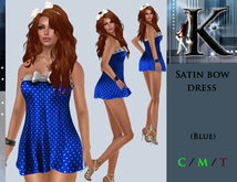 *Keresma* Satin bow dress - Blue with white spots