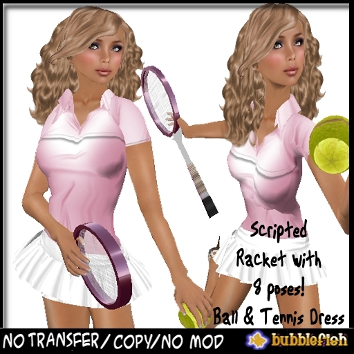 *Bubblefish* Tennis Girl Pink w/ 8 Pose Racket