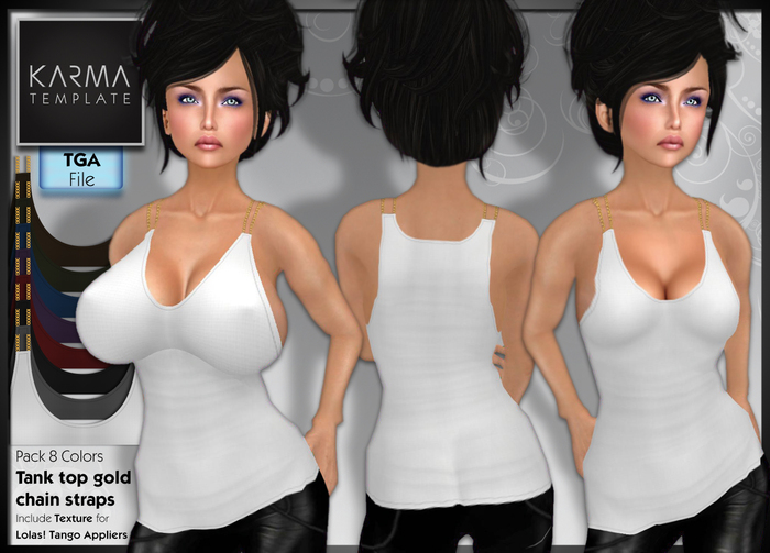 Karma Template - Tga - Tank top gold chain straps with Lolas - 8 colors