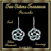 TST - FIREWORKS TEAL WHITE DIAMOND EARRINGS SILVER