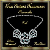 TST - FIREWORKS TEAL WHITE DIAMOND NECKLACE SILVER