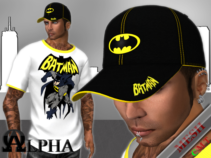 (ALPHA)*RETRO*(BATMAN) MESH_T_SHIRT AND HAT