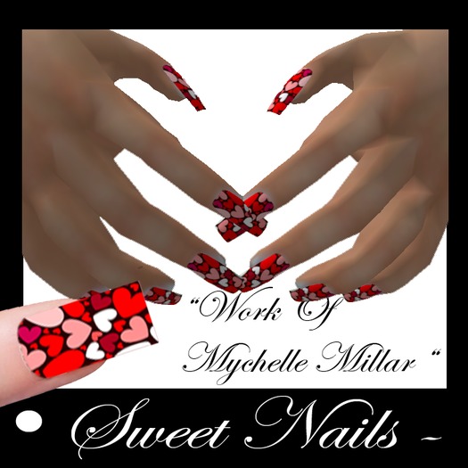 Long Nails 01 Colorful Sweet Hearts Collection 
