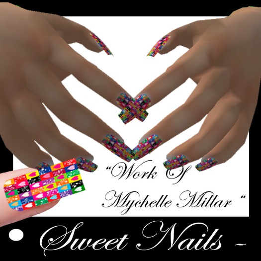 Long Nails 18 Colorful Sweet Hearts Collection 