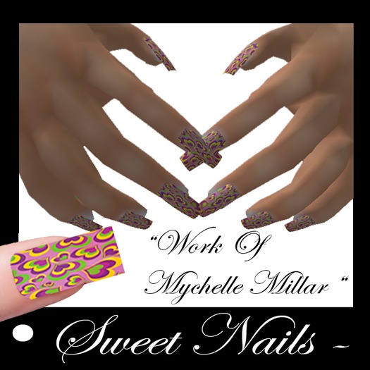 Long Nails 46 Colorful Sweet Hearts Collection 