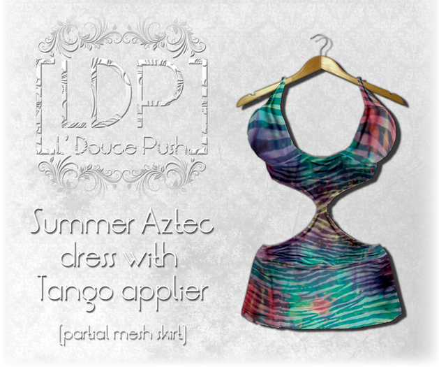 [LDP] L'Douce Push Striped CP dress with tango applier & Partial mesh Skirt
