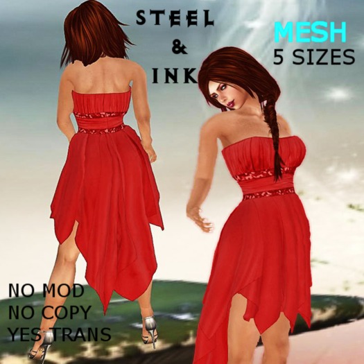 Chiffon Strapless Dress Red