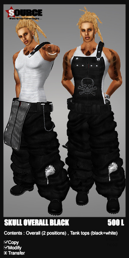 SOURCE-Denim overall Black