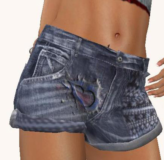 Shorts Jean Blue with Red Heart Mesh