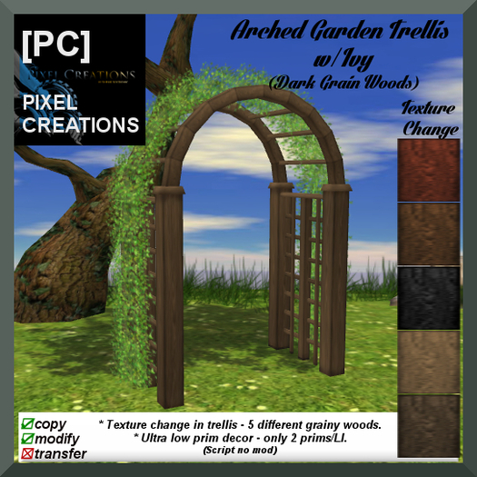 [PC] ARCHED GARDEN TRELLIS W/IVY "DARK GRAIN  WOODS" (Boxed)