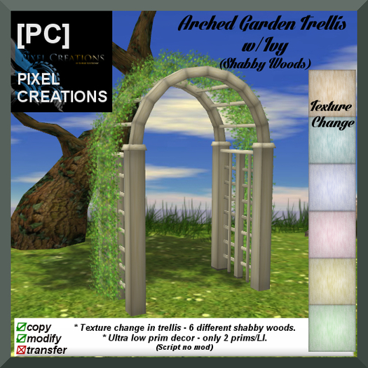 [PC] ARCHED GARDEN TRELLIS W/IVY "SHABBY WOODS" (Boxed)