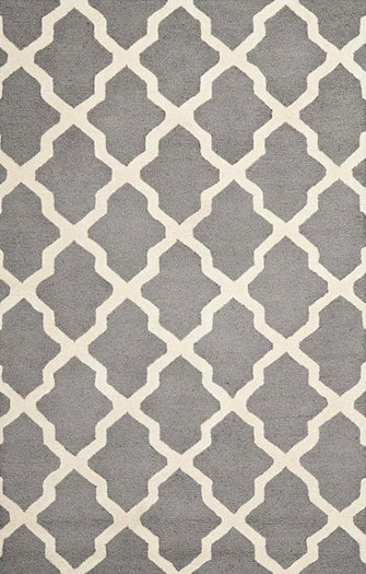 Ikat Lattice Wool Rug - Platinum
