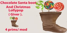 chocolate santa boot and christmas loolypop giver