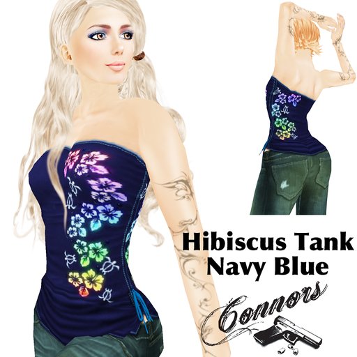 *Connors* Hibiscus TankTop NavyBlue