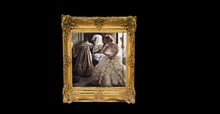 The Wedding day art picture with  gold frame