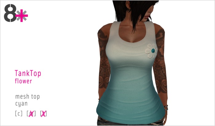 8+ // Clothes - TankTop Flower Cyan