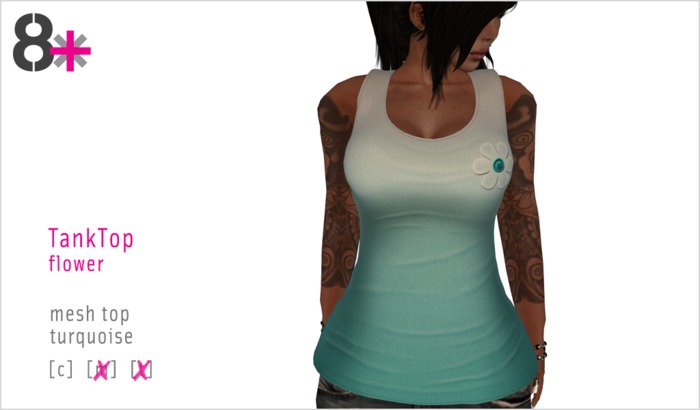 8+ // Clothes - TankTop Flower Turquoise