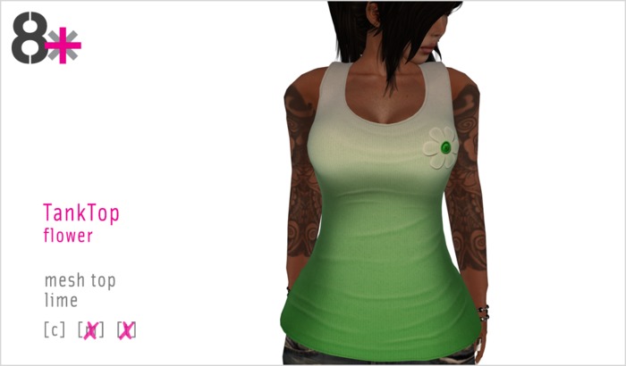8+ // Clothes - TankTop Flower Lime