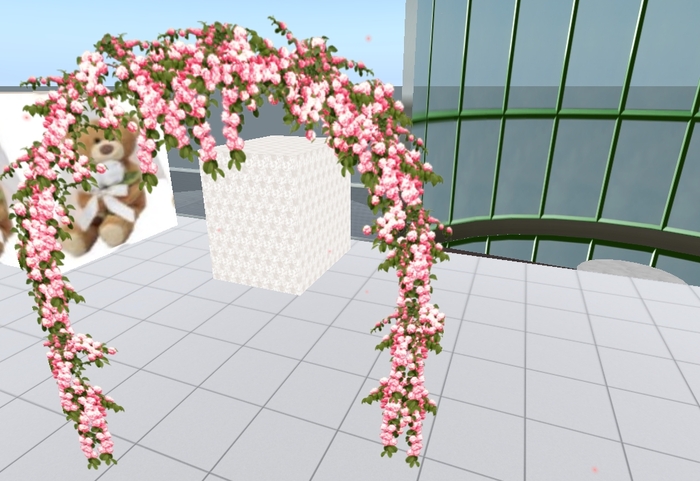 pink flower wedding arch w/petals