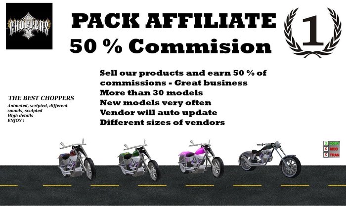 Pack affiliate Choppers - 50 % commission