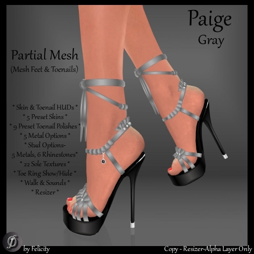 Second Life Marketplace - *Felicity* Paige Stilettos - Gray High Heels ...