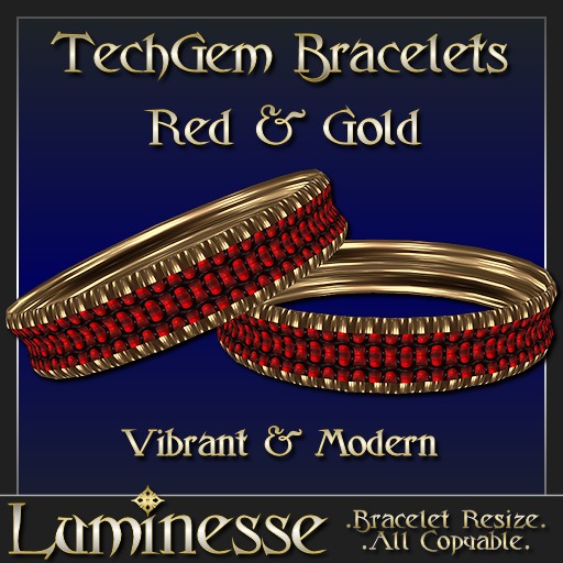 * * OUTLET PRICE * * TECHGEM Red Gold Bangle Bracelets - Red