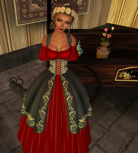 Second Life Marketplace - [Wishbox] Charcoal over Red Gypsy Dress ...