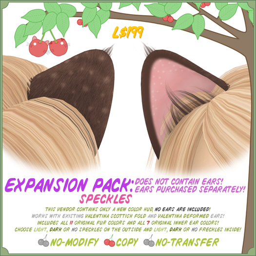 *NEW* MESH Neko Ears - Speckles EXPANSION PACK ONLY - MUST BUY EARS SEPARATELY