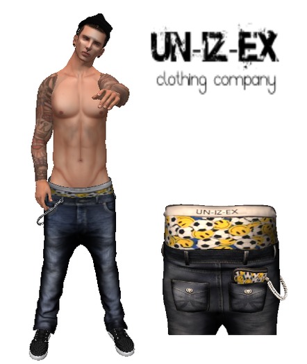 Mesh Mens Low Slung Jeans +Boxers + Wallet SMILEY