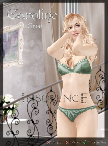 Caroline Green Satin Ensemble by INSOLENCE Lingerie