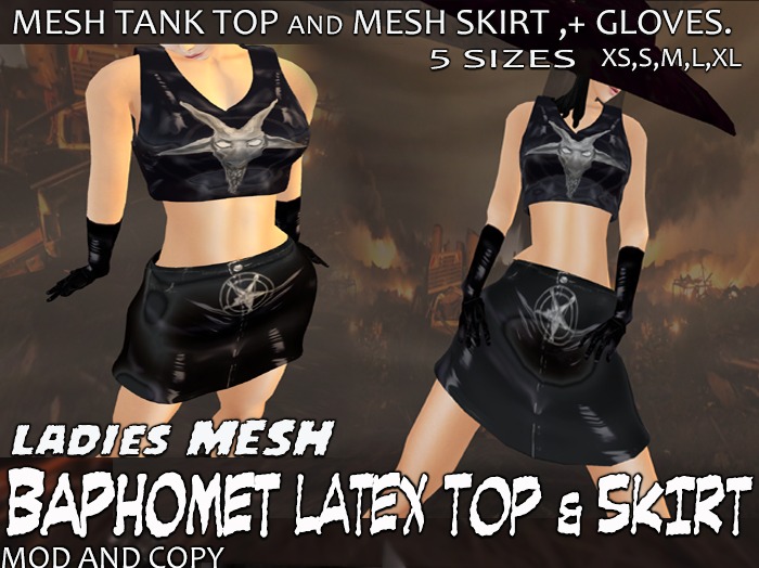 Mesh ladies Baphomet  LATEX tank&skirt